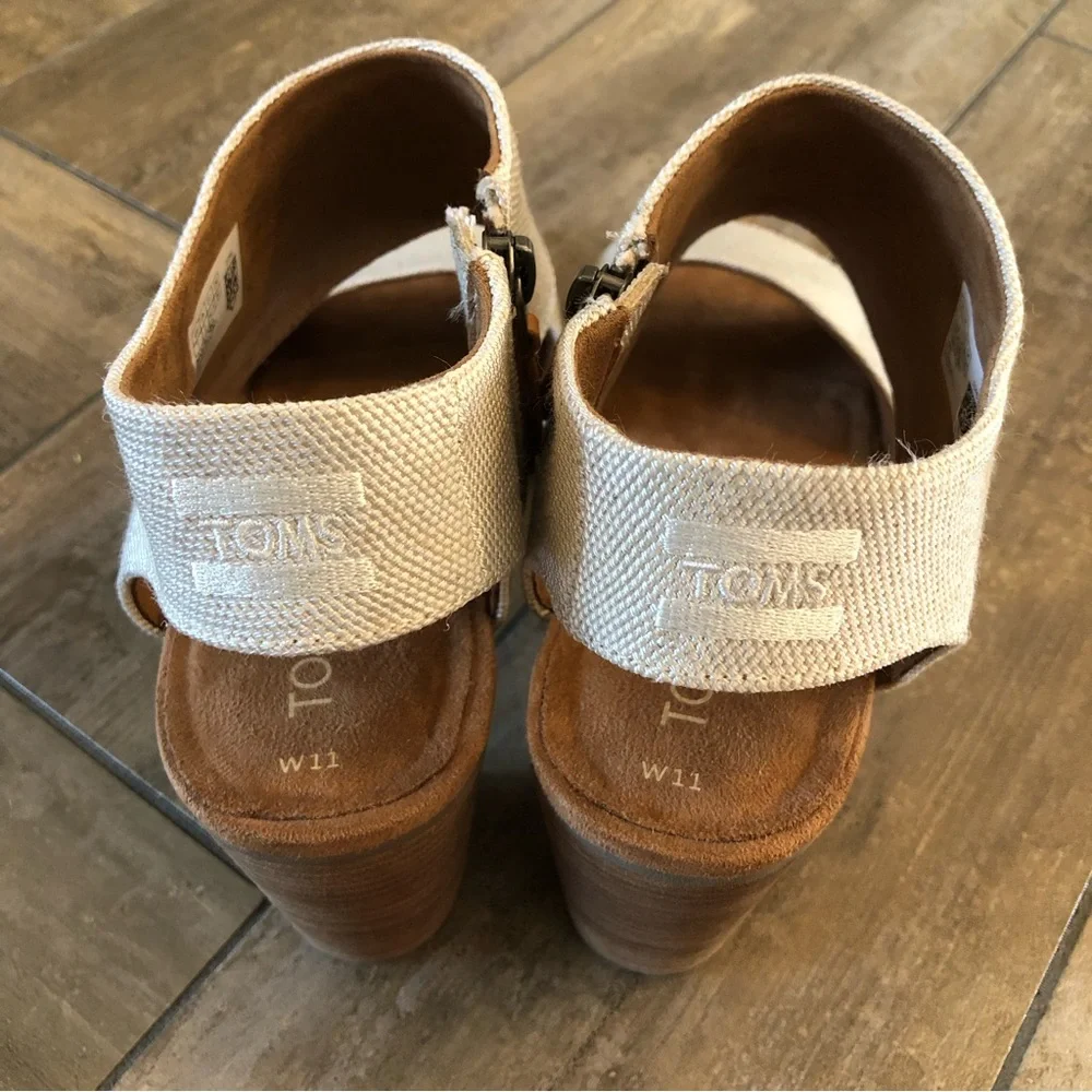 TOMS Majorca Sandal Ivory Fabric Size 11 - Picture 4 of 6